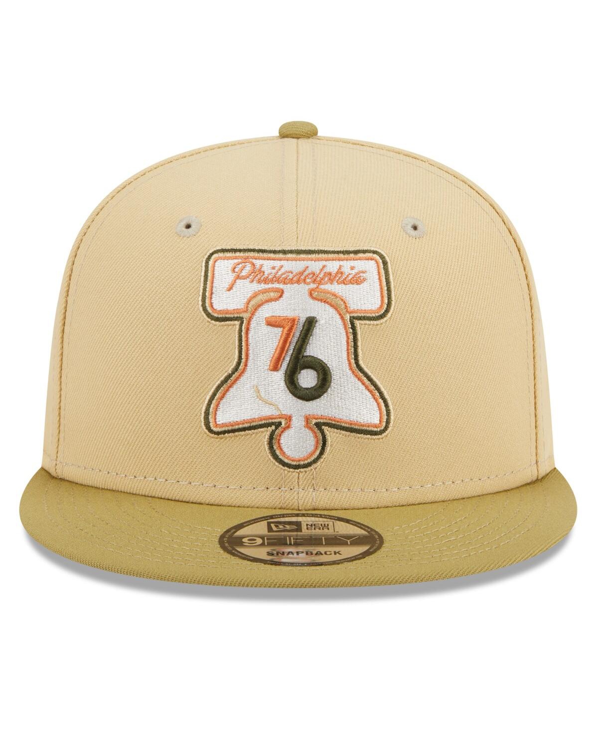 Men's New Era Tan Philadelphia 76ers Green Collection 9FIFTY Snapback Hat - Tan