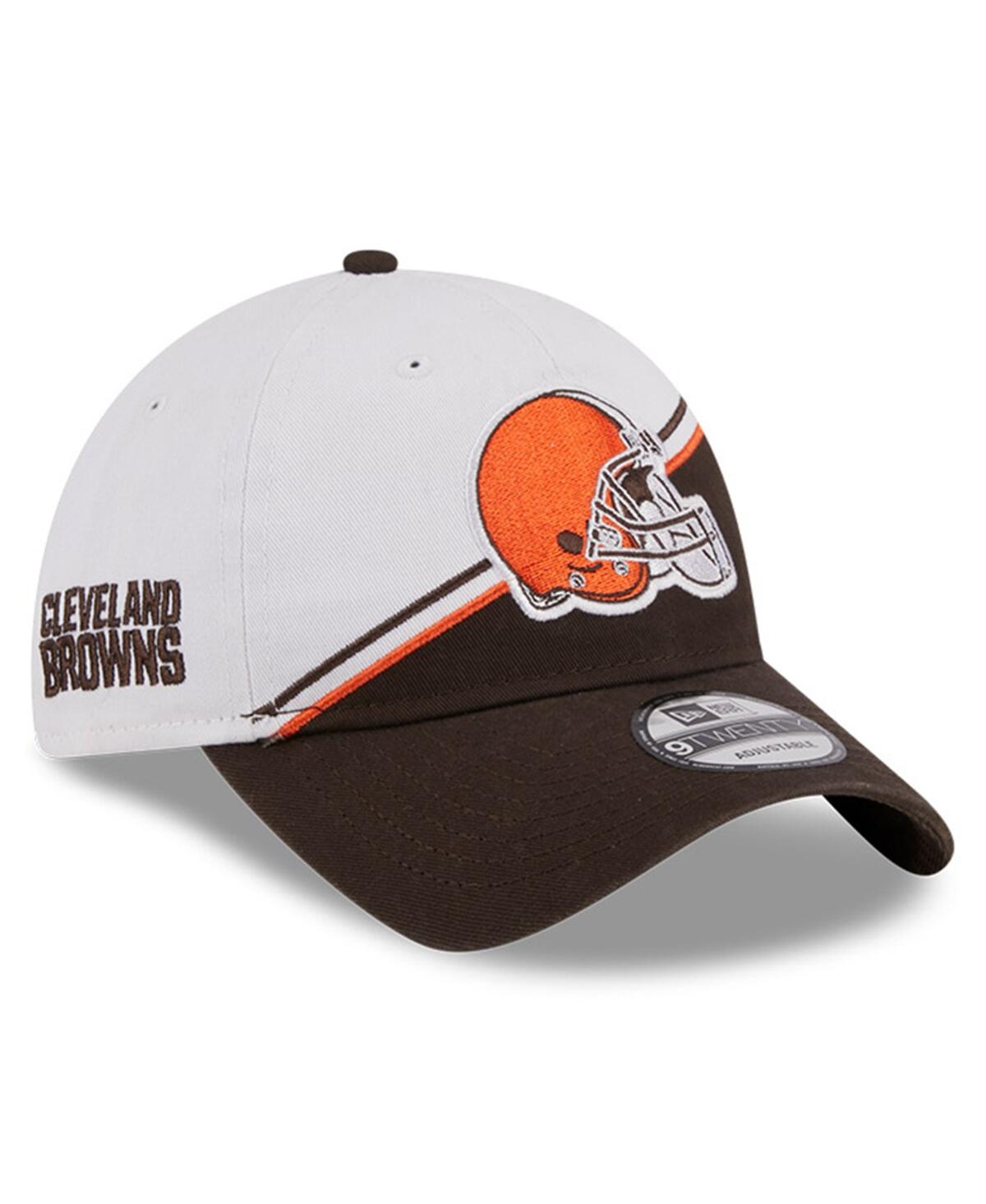 New Era Men's  White, Brown Cleveland Browns 2023 Sideline 9twenty Adjustable Hat In White,brown