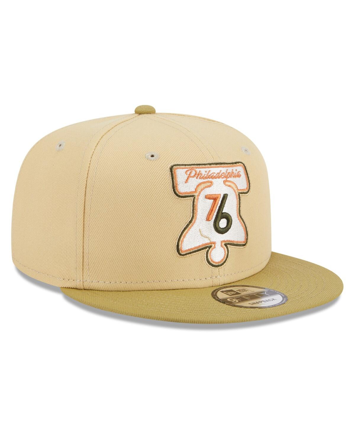 Men's New Era Tan Philadelphia 76ers Green Collection 9FIFTY Snapback Hat - Tan