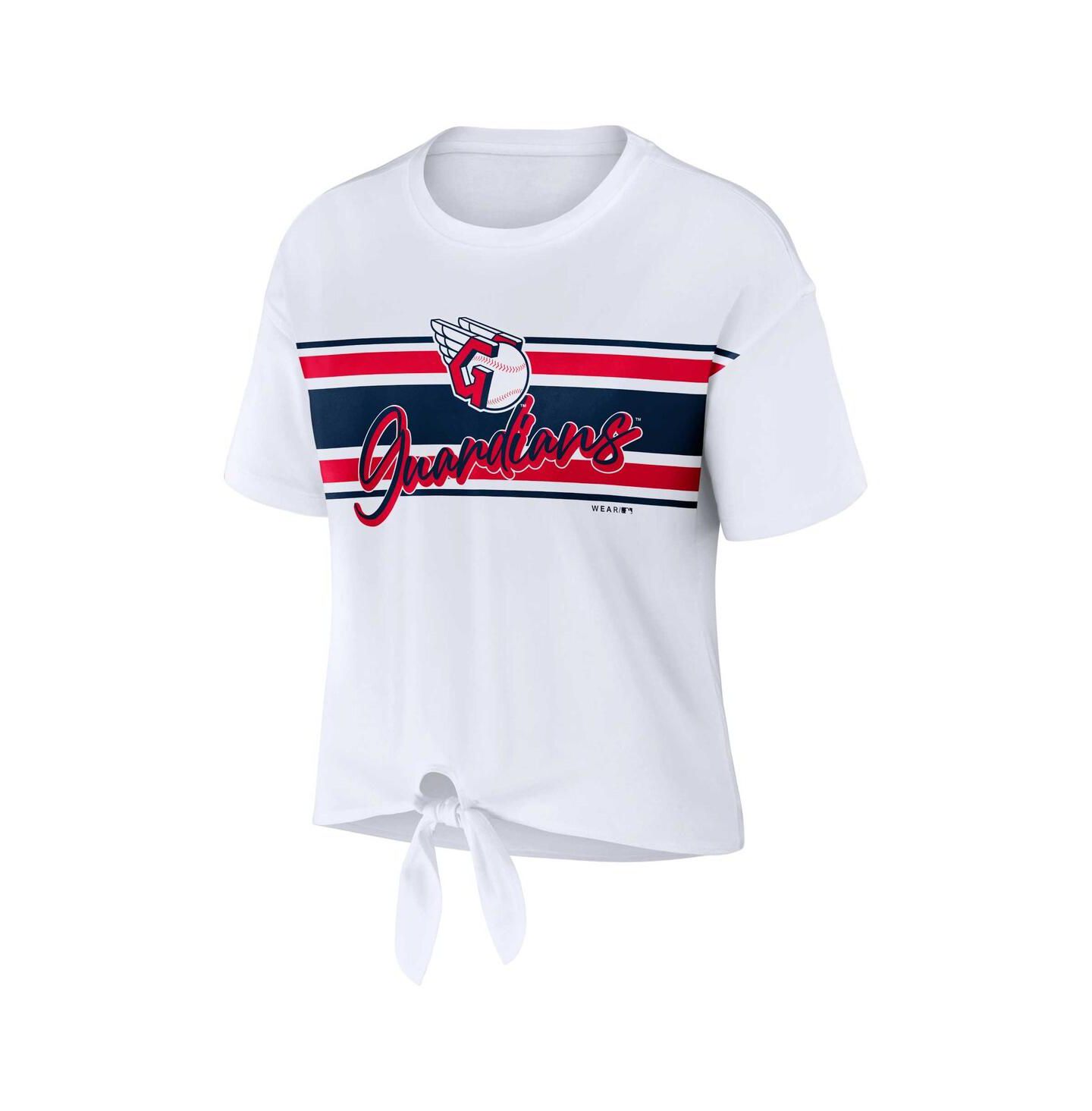 Женская футболка WEAR by Erin Andrews White Cleveland Guardians Front Tie — фото 2