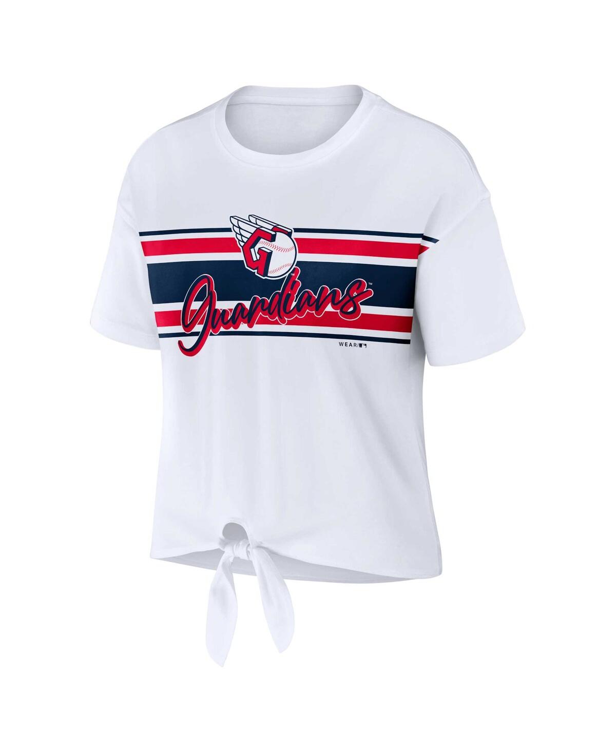 Wear By Erin Andrews White Cleveland Guardians Front Tie T-shirt In White