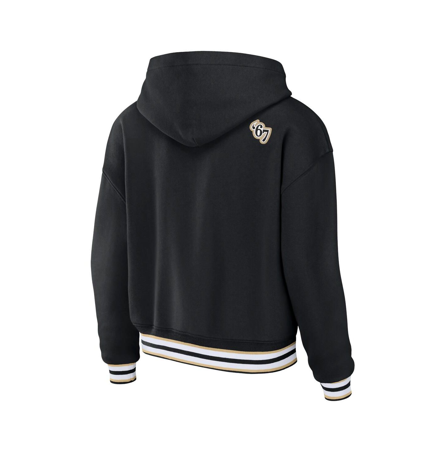 Женское худи WEAR by Erin Andrews Black New Orleans Saints Lace-Up Pullover — фото 3