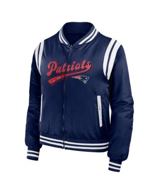 Women's Navy New England Patriots Bomber Full-Zip Jacket