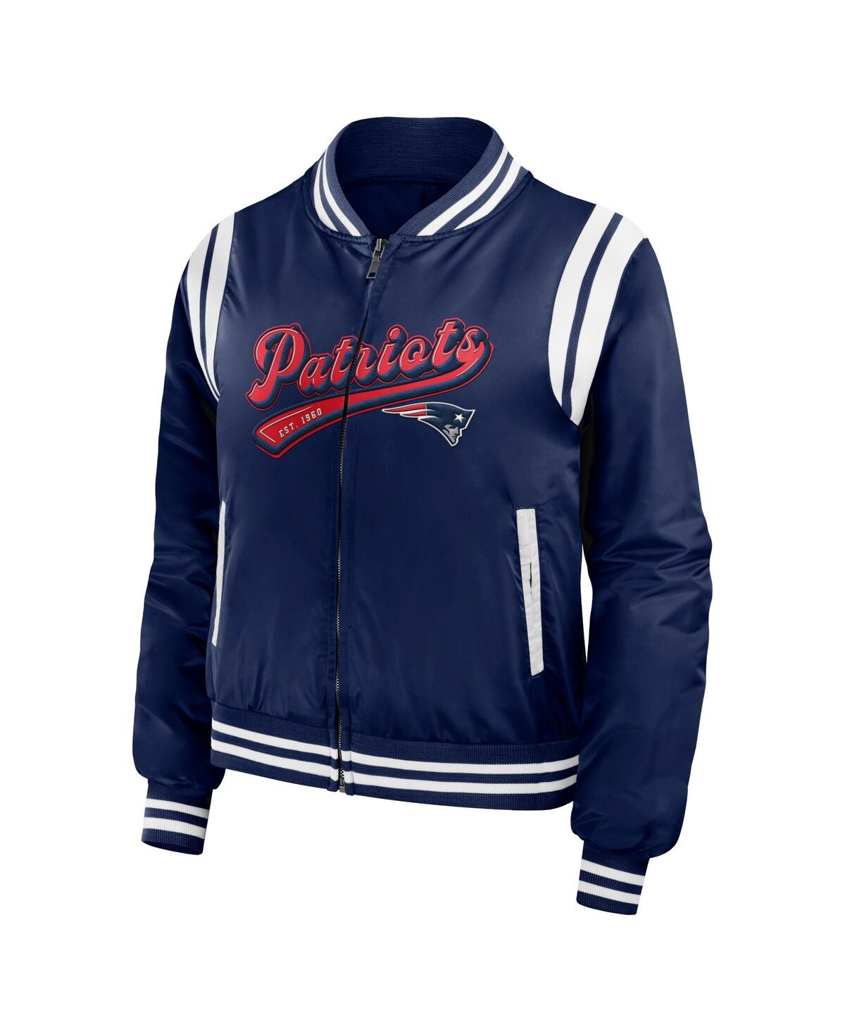 Shop Wear By Erin Andrews Women's  Navy New England Patriots Bomber Full-zip Jacket