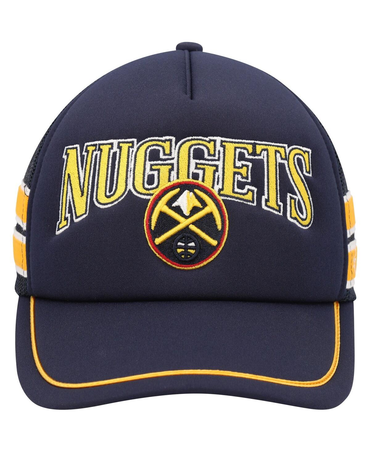 Shop 47 Brand Men's ' Navy Denver Nuggets Sidebrand Stripes Trucker Adjustable Hat