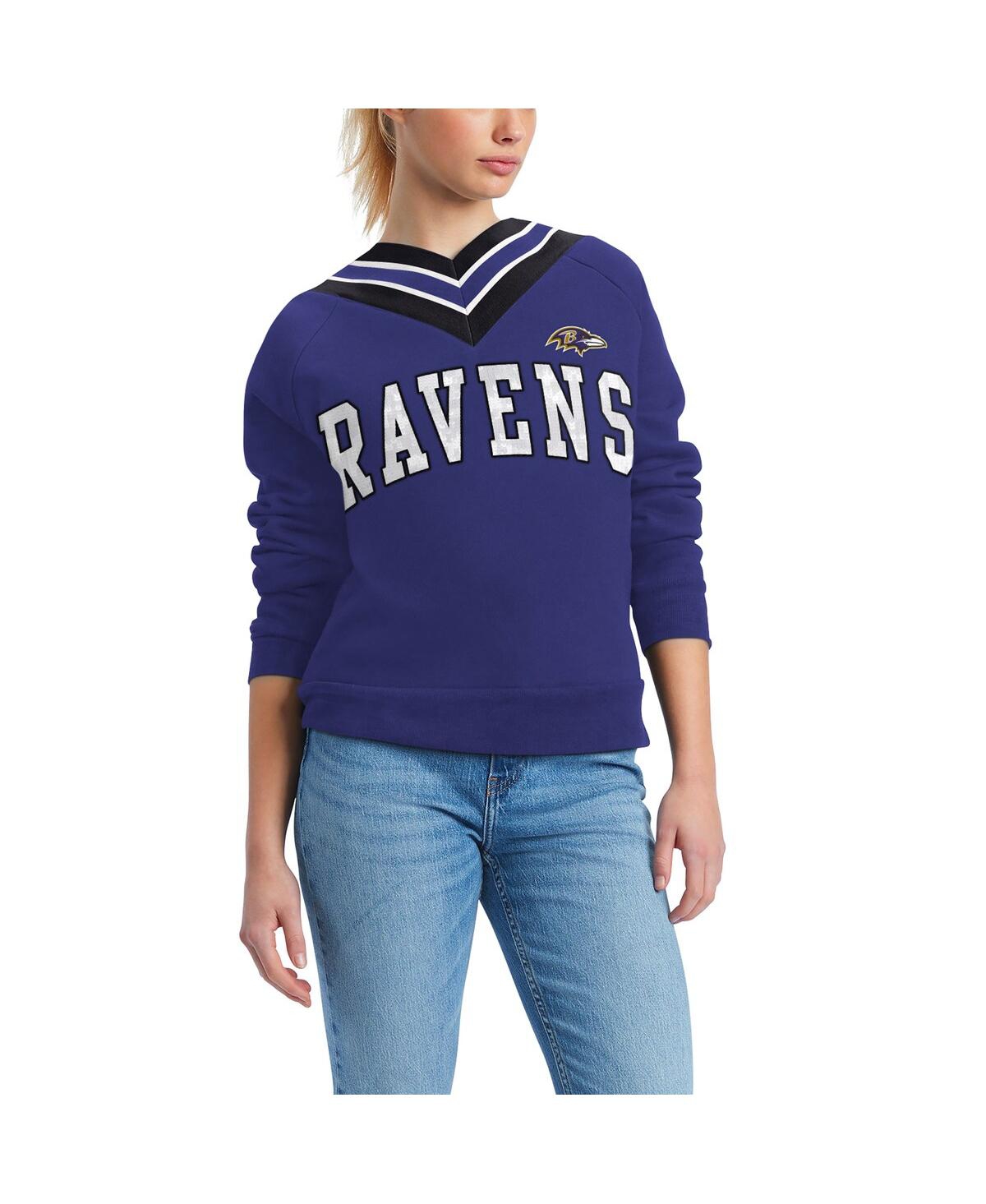 Shop Tommy Hilfiger Women's  Purple Baltimore Ravens Heidi V-neck Pullover Sweatshirt