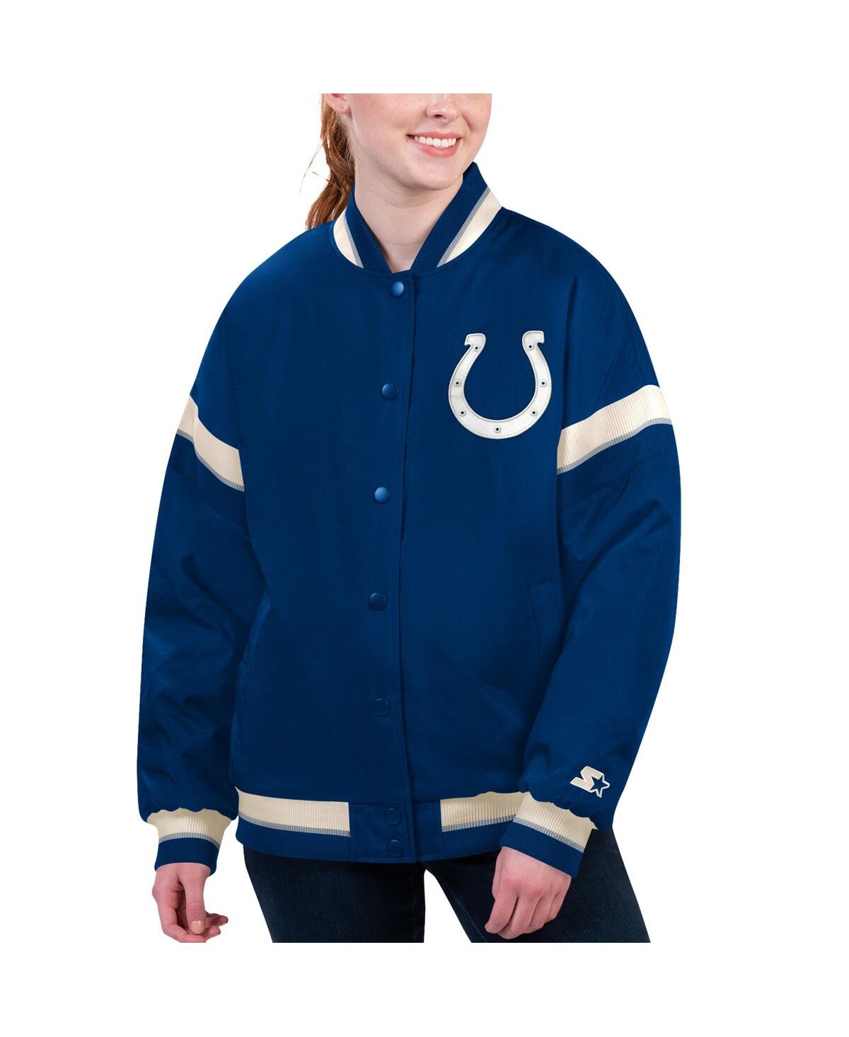 Shop Starter Women's  Royal Indianapolis Colts Tournament Full-snap Varsity Jacket