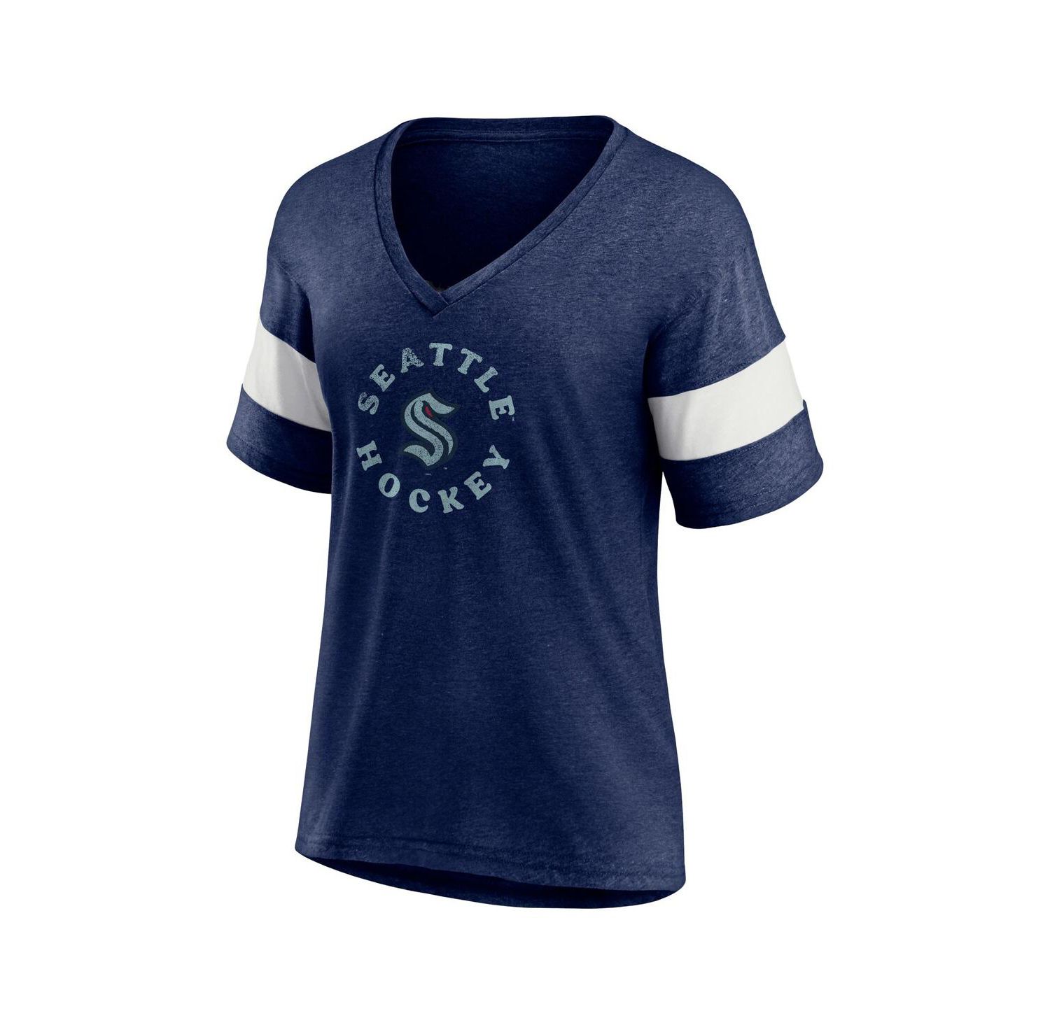 Women's Heather Navy Seattle Kraken Special Edition 2.0 Ring The Alarm V-Neck T-shirt