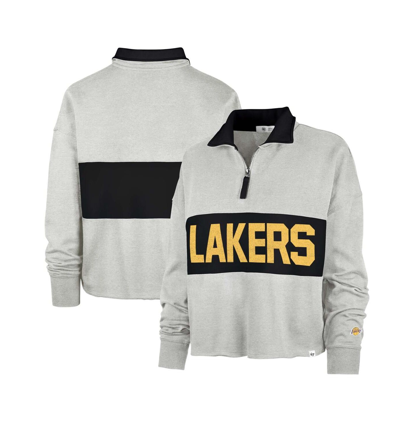 Женская куртка '47 Brand Heather Gray Distressed Los Angeles Lakers Breakthrough Remi Quarter-Zip — фото 1