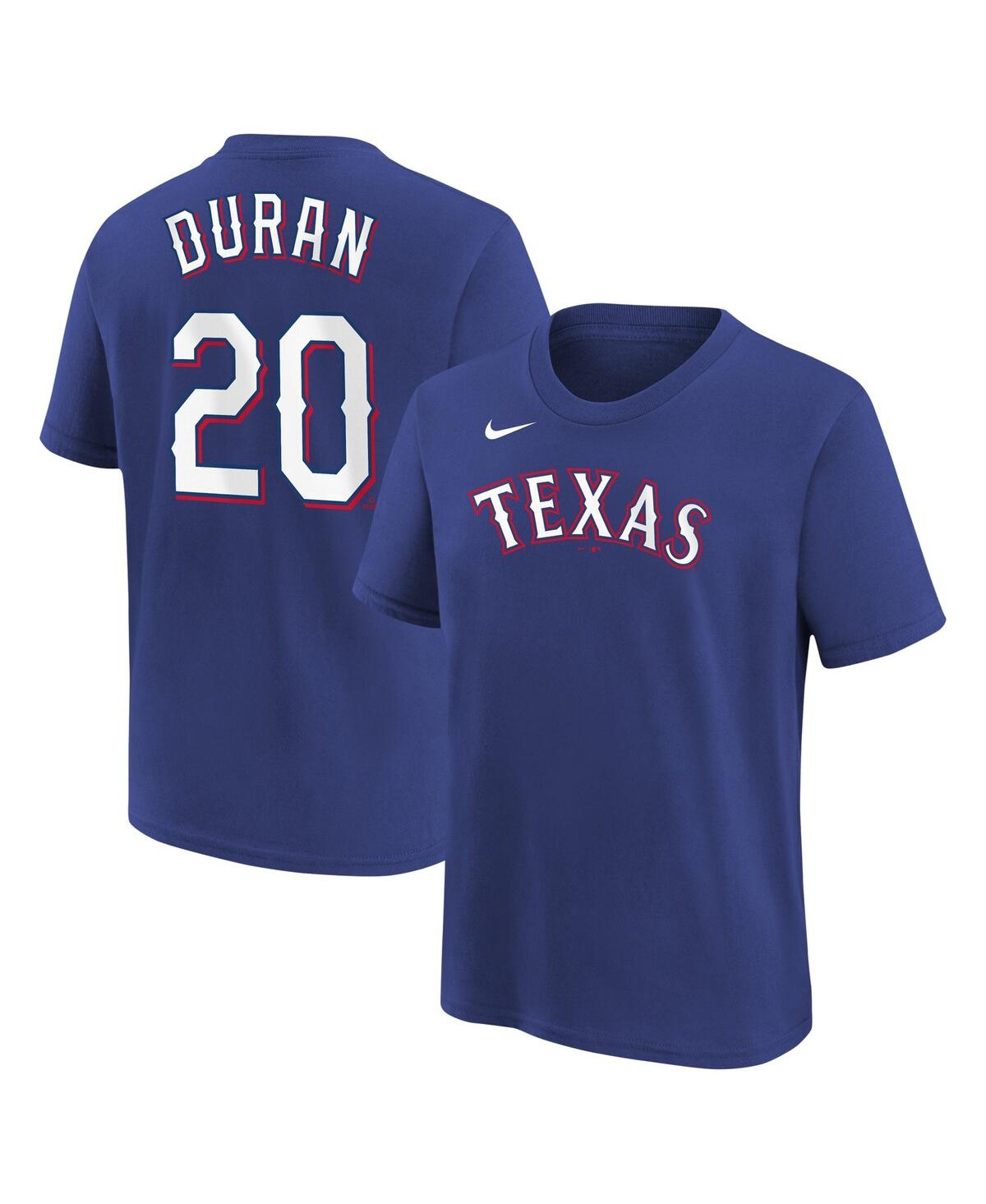 Shop Nike Big Boys  Ezequiel Duran Royal Texas Rangers Name And Number T-shirt