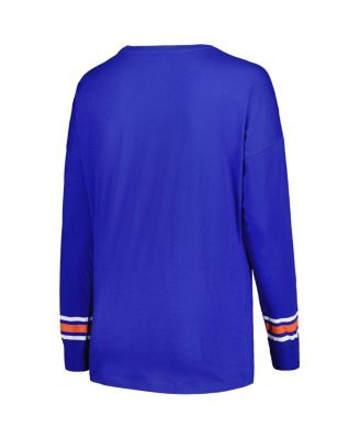 Women's Royal Florida Gators Plus Size Triple Script Scoop Neck Long Sleeve T-shirt