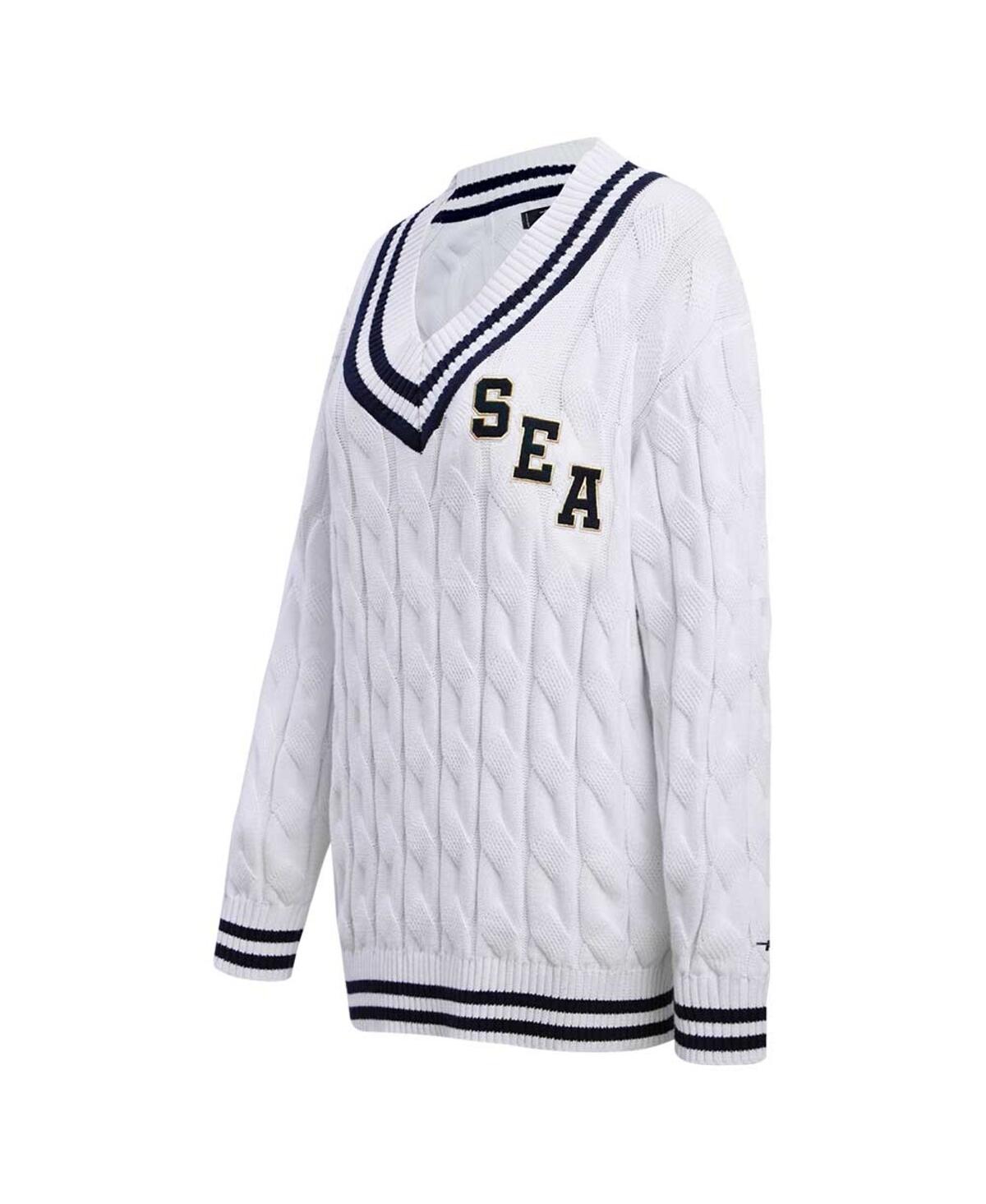 Shop Pro Standard Women's  White Seattle Seahawks Prep V-neck Pullover Sweater