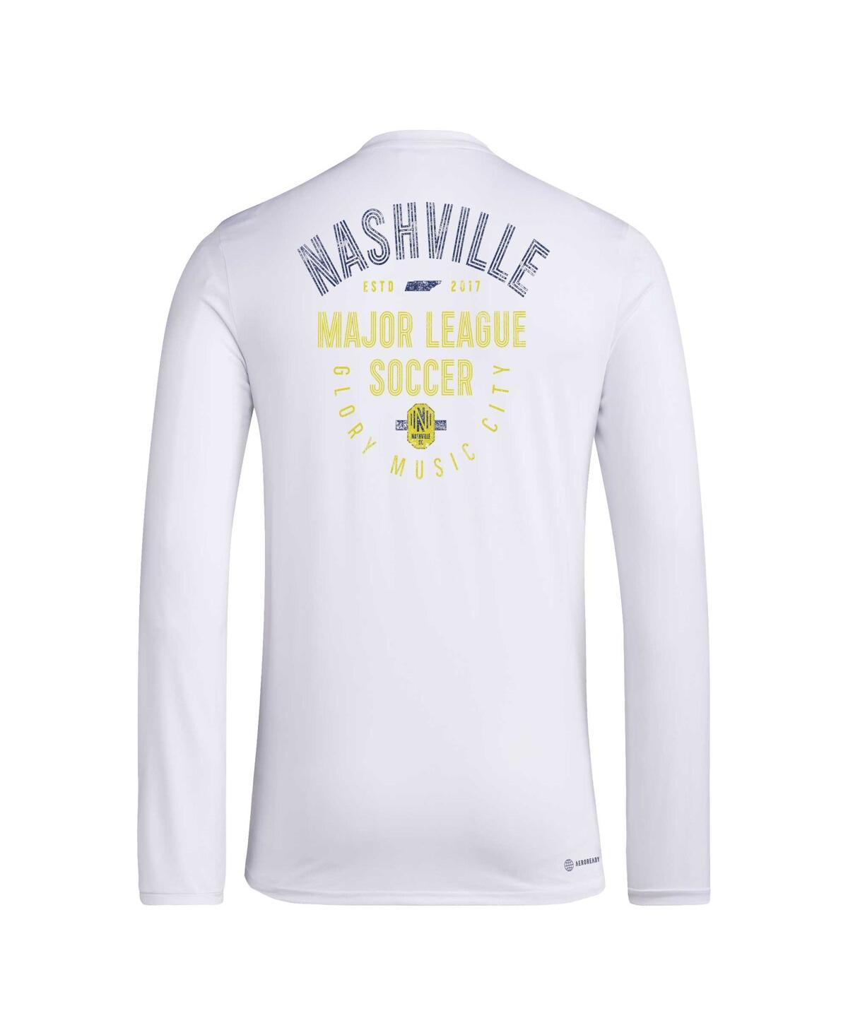 Men's adidasDistressed Nashville Sc Local Stoic Long Sleeve T-shirt - White