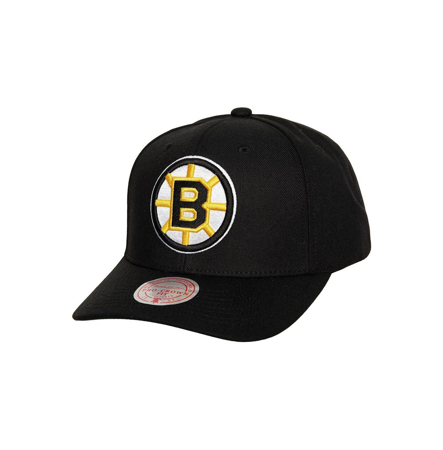 Мужская кепка Mitchell & Ness Black Boston Bruins Team Ground Pro Adjustable Hat — фото 1