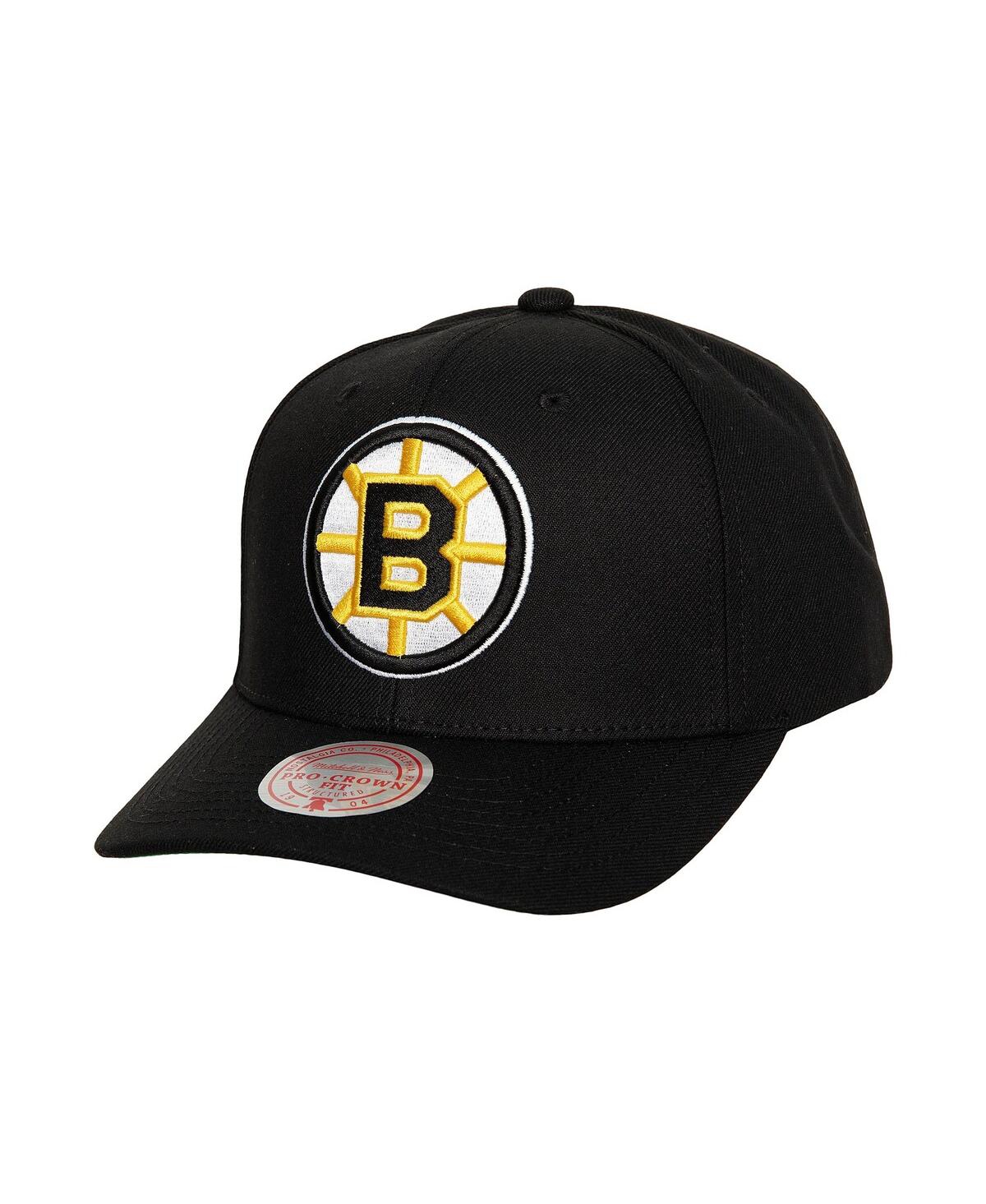 Shop Mitchell & Ness Men's  Black Boston Bruins Team Ground Pro Adjustable Hat