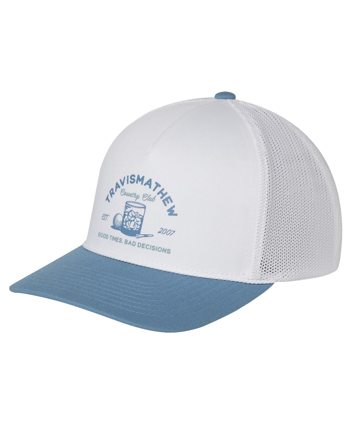 Travis Mathew Men's  White, Blue Surf Warning Adjustable Hat In White,blue