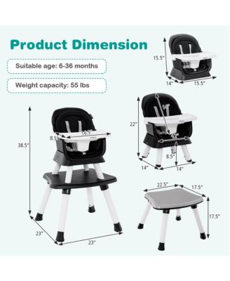 Baby 8-in-1 High Chair with Double-layer Cushions Multifunctional