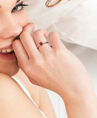 Garnet (1/2 ct. t.w.) & Diamond (1/10 ct. t.w.) Heart Promise Ring in 10k Rose Gold