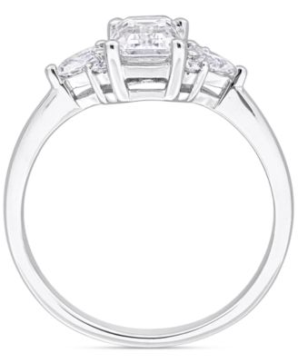Moissanite (1-3/8 ct. t.w.) Octagon-Cut Cluster Engagement Ring in Sterling Silver