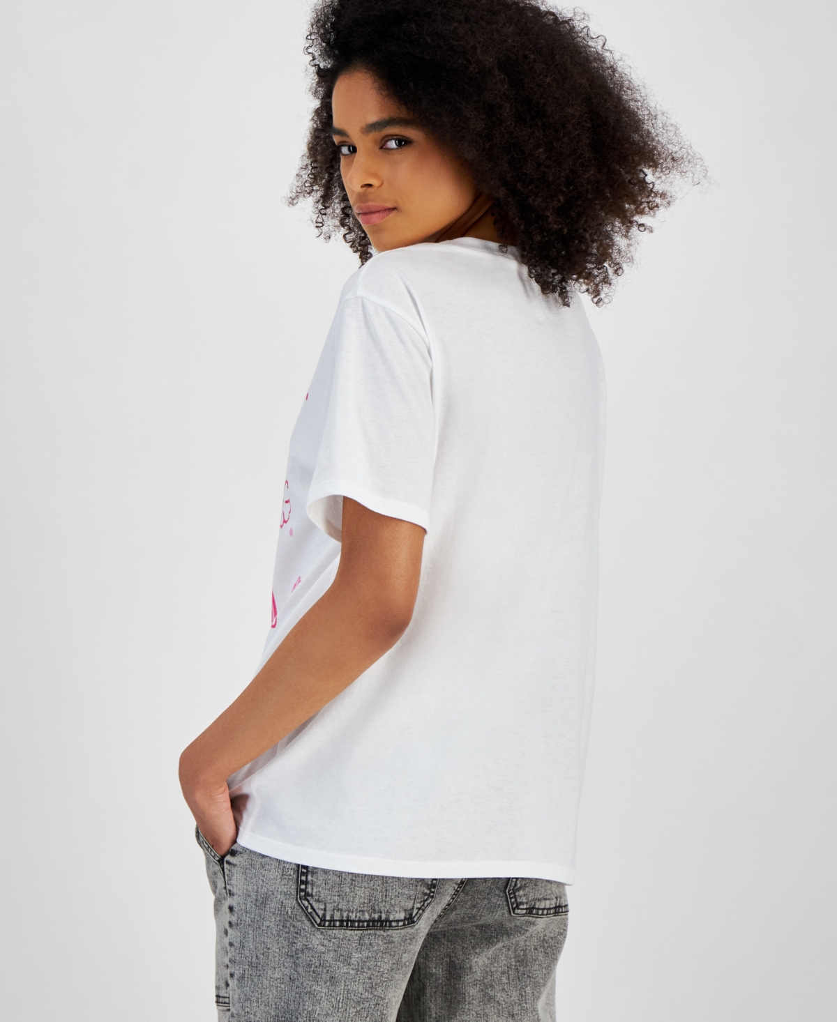 Shop Love Tribe Juniors' My Melody Graphic Crewneck T-shirt In White