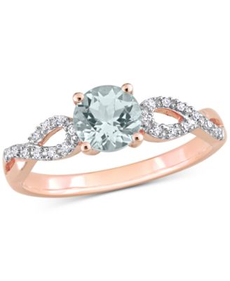 Macy's - Aquamarine (3/4 ct. t.w.) & Diamond (1/10 ct. t.w.) Infinity Ring in 10k Rose Gold