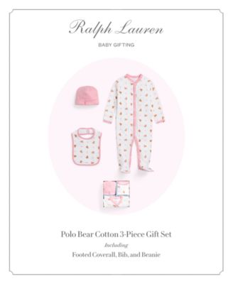 Baby Girls Polo Bear Cotton 3-Piece Gift Set