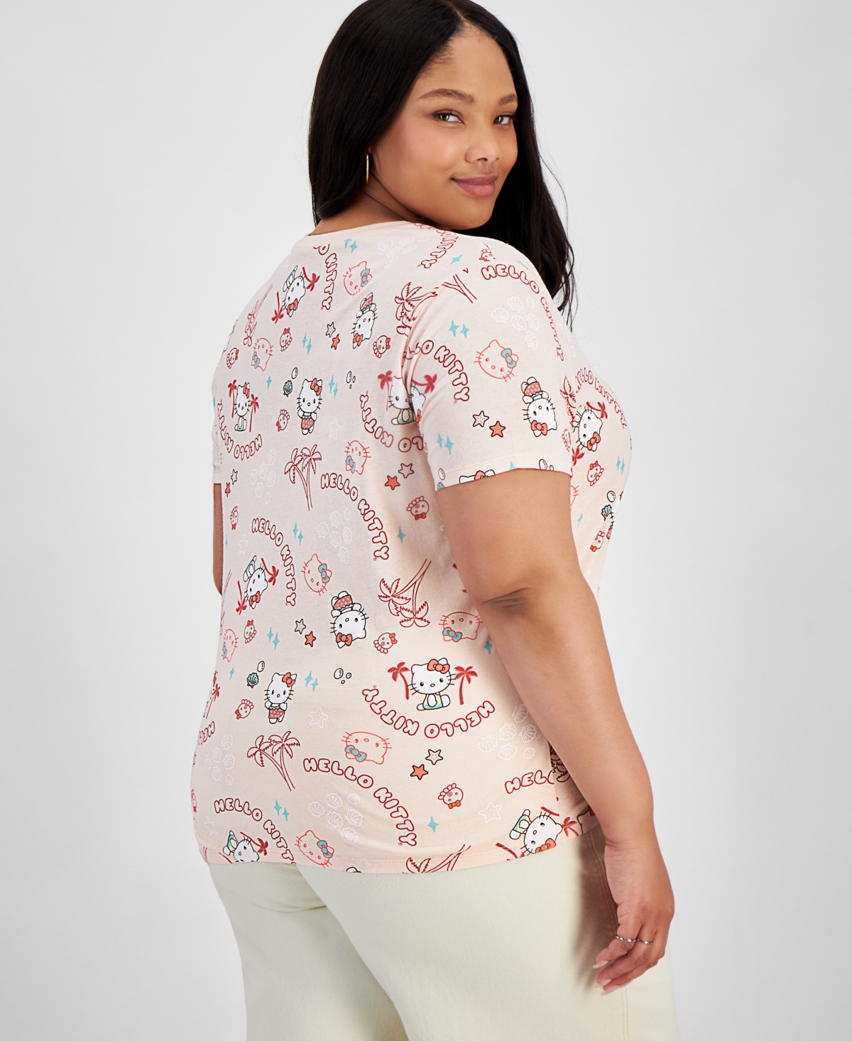 Shop Love Tribe Trendy Plus Size Hello Kitty Adventure T-shirt In Cloud Pink