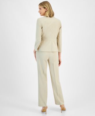 Women's Two-Button Inset Jacket Extended-Tab Waist Pantsuit Set, Regular & Petite 