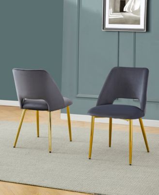 23" L x 20" W x 32" H Velvet Upholstered Side Chairs with Gold-tone Chrome Legs, Set of 2