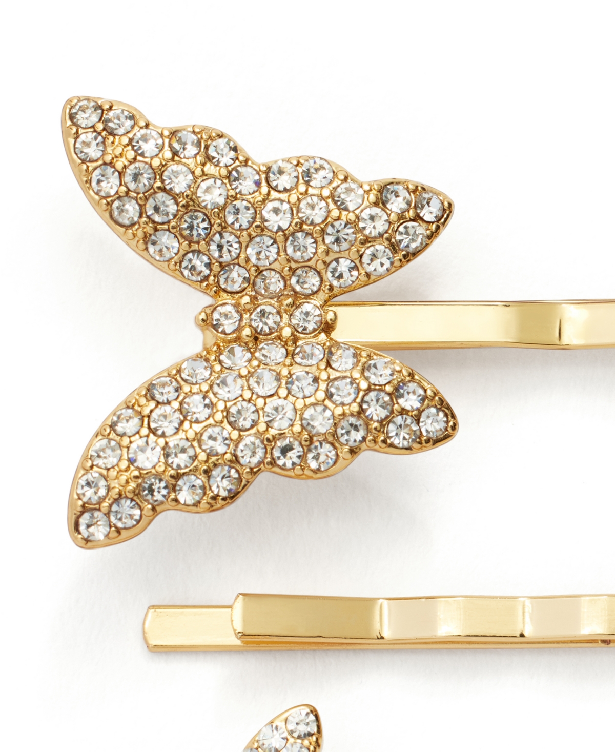 Shop Kleinfeld Faux Stone Pave Butterfly Bobby Pin Set In Crystal,gold
