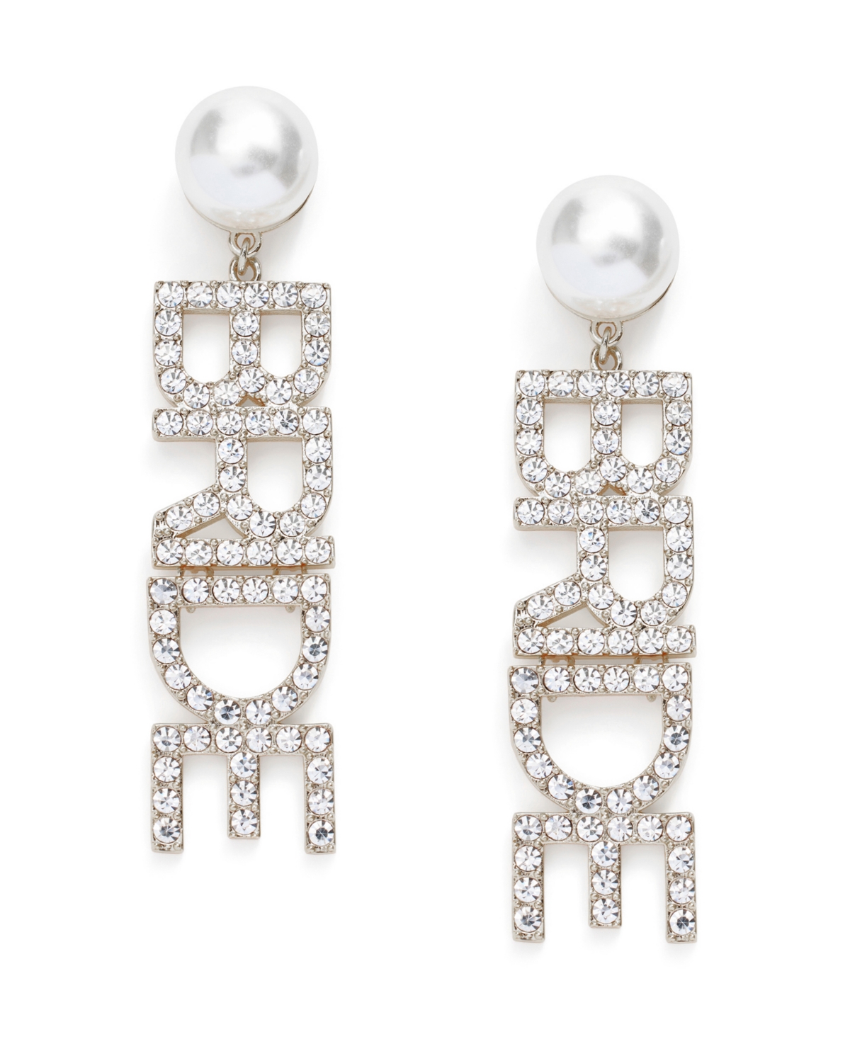Faux Stone Pave Bride Statement Drop Earrings - Crystal, Gold
