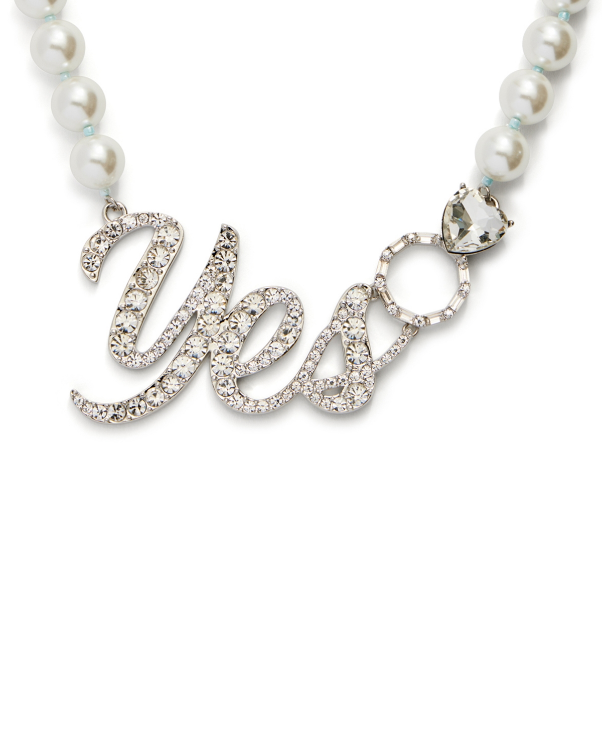 Shop Kleinfeld Faux Stone Yes Imitation Pearl Statement Necklace In Crystal,rhodium