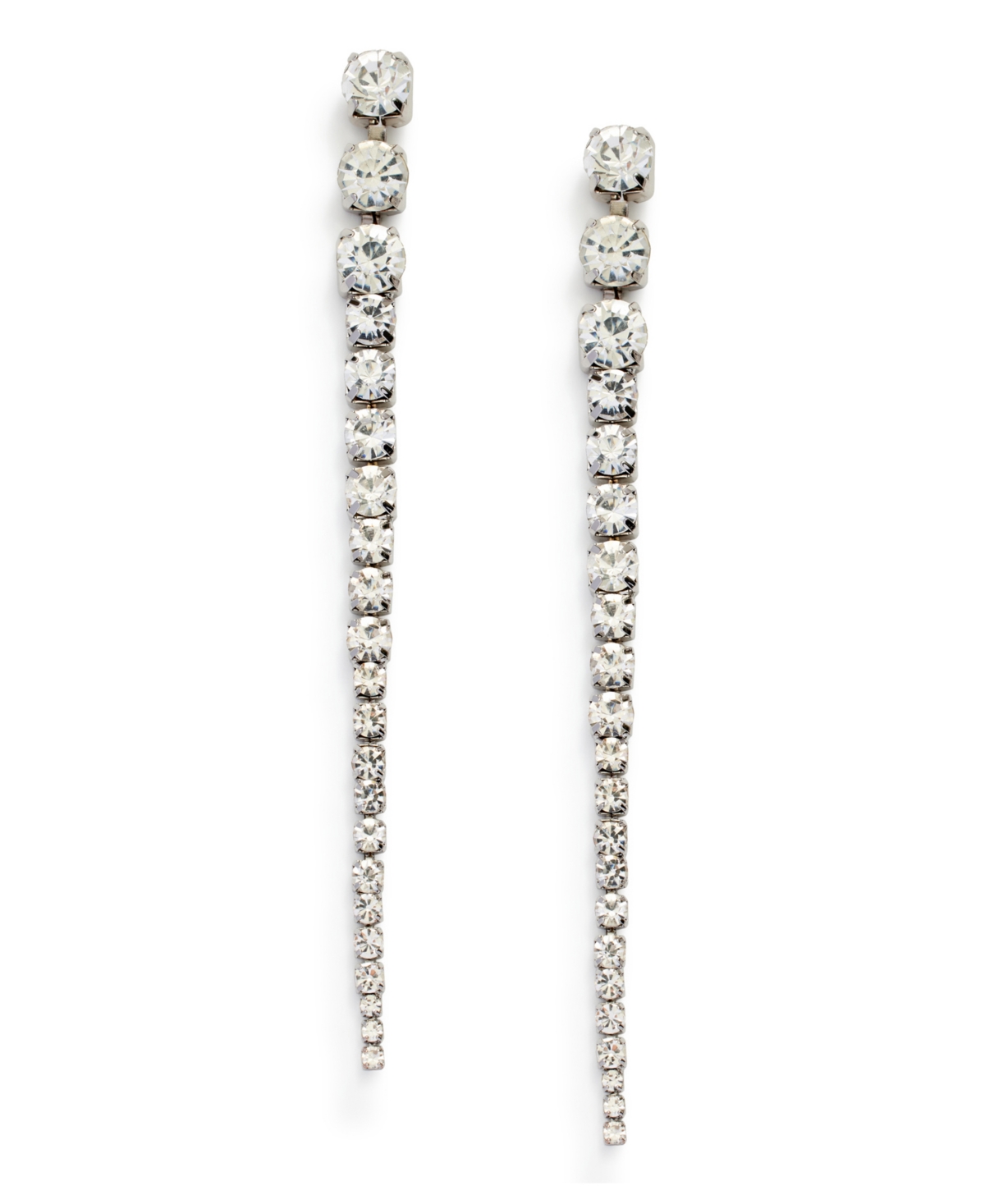 Kleinfeld Faux Stone Graduated Linear Earrings In Crystal,rhodium