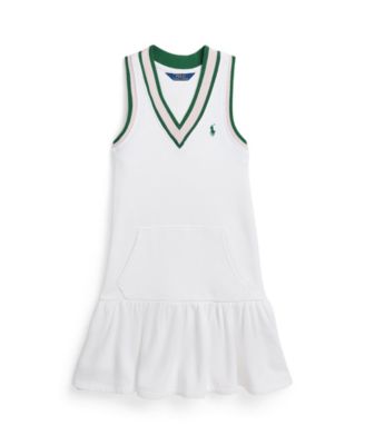 폴로 랄프로렌 Polo Ralph Lauren Toddler and Little Girls Cricket-Stripe Cotton Terry Dress,White
