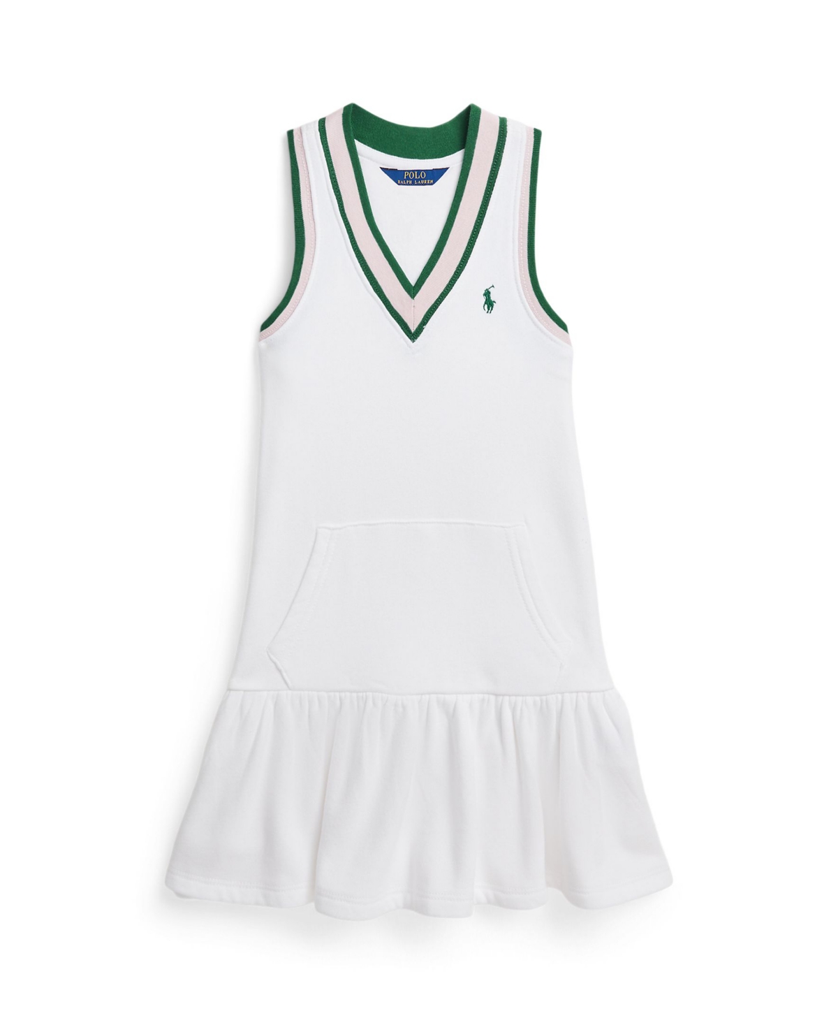 Polo Ralph Lauren Kids' Toddler And Little Girls Cricket-stripe Cotton Terry Dress In White