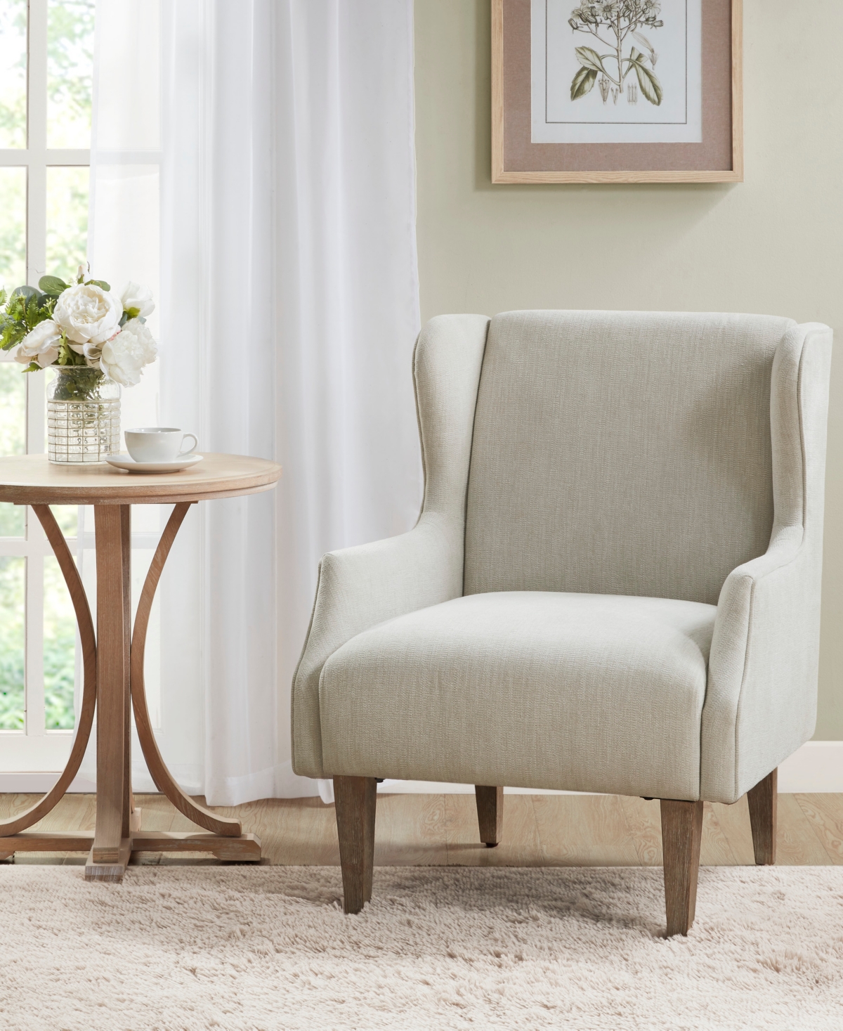 Martha Stewart Collection Malcom Wing Back Accent Chair In Taupe