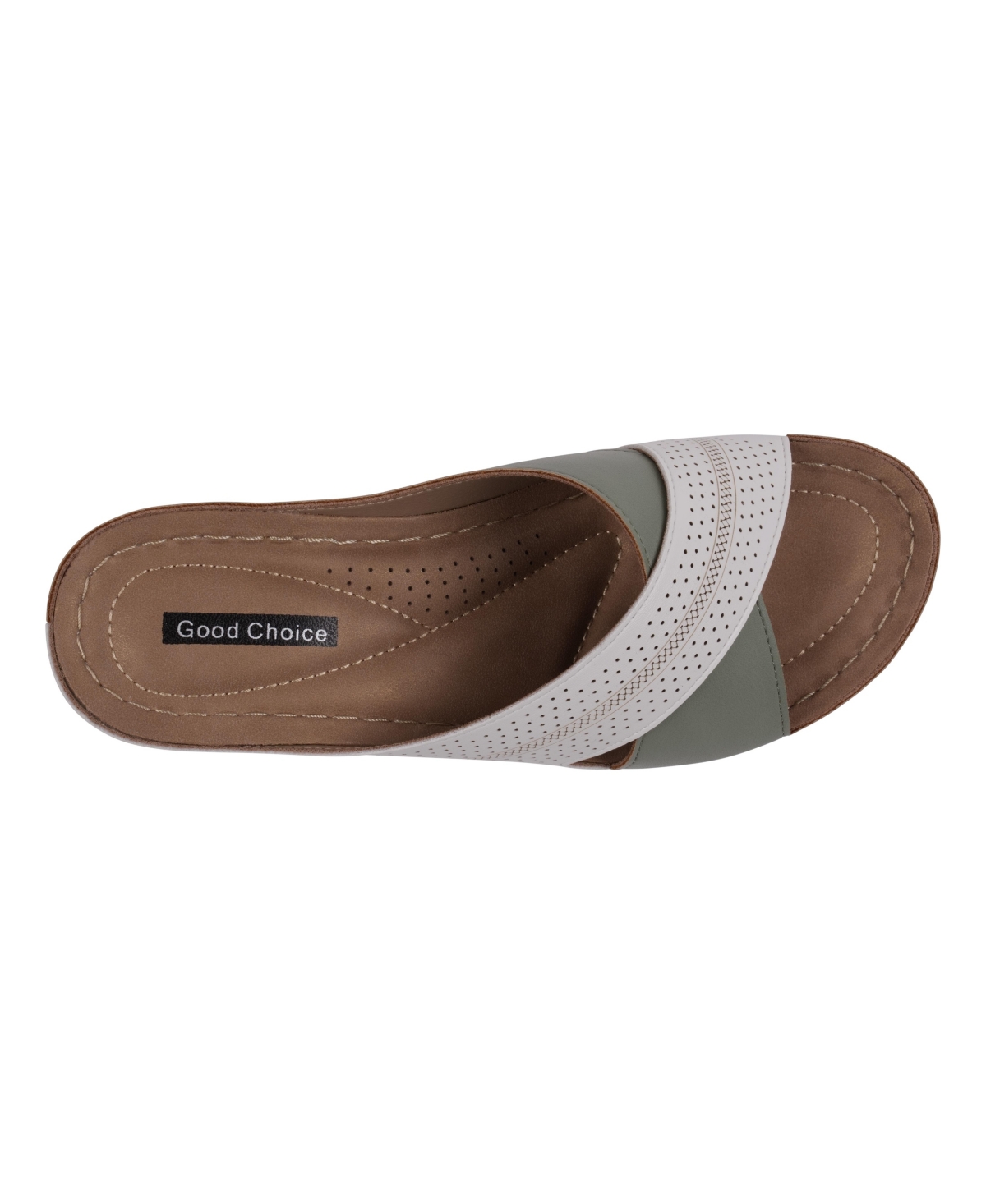 Gc Shoes Women's Hayden Perforated Contrast Cross Strap Wedge Sandals - White