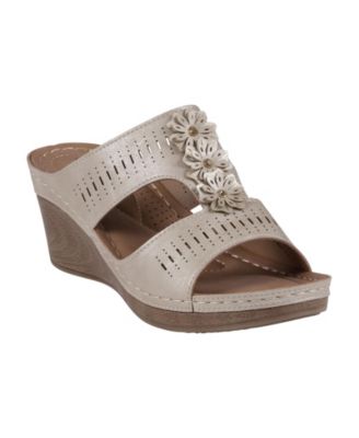 GC Shoes Women's Lisette Flower Perforated Wedge Sandals - Macy's