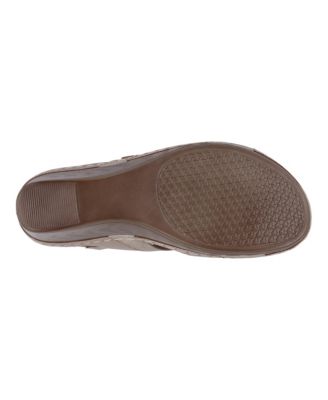 Women's Tulip Stay-Put Double Band Flower Wedge Sandals