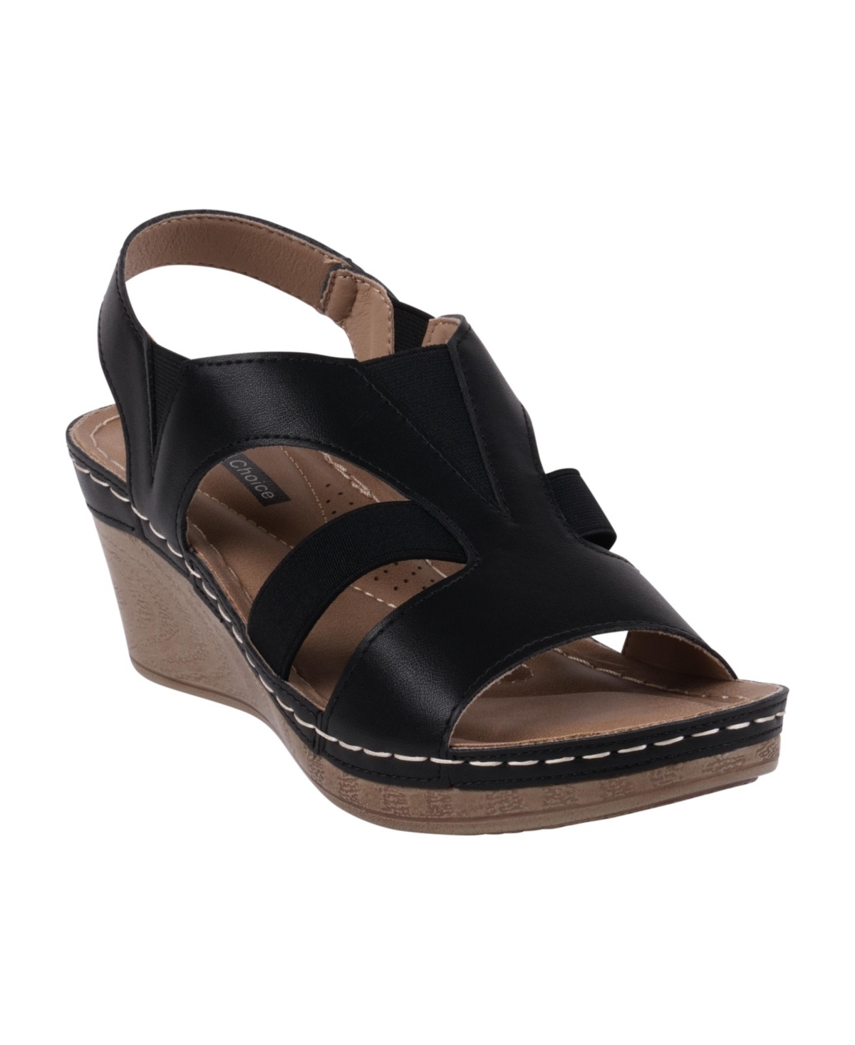 Gc Shoes Women's Banks Cut Out Elastic Slingback Slip-on Wedge Sandals In Black