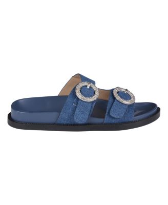 Women's Jordyn Double Band Embellished Slide Footbed Sandals