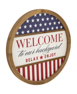 Welcome to our Backyard Americana Framed Wall Sign, 11.75"