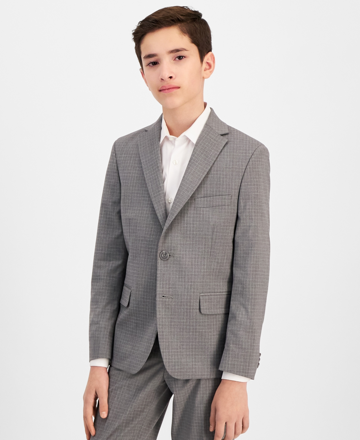 Shop Michael Kors Big Boys Classic Suit In Gray