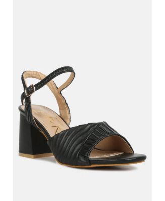 Womens Nicholas Pleated Strap Block Heel Sandals