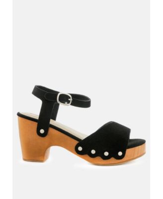LIONA Mustard Studded Suede Clogs Sandals