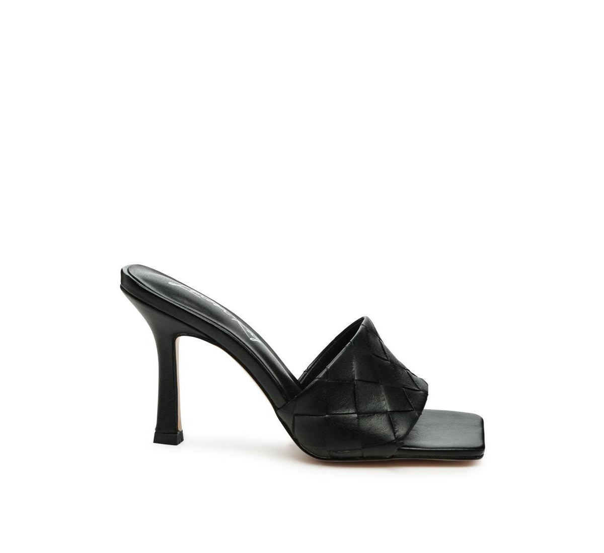 carmen woven strap mid heel sandals - Black