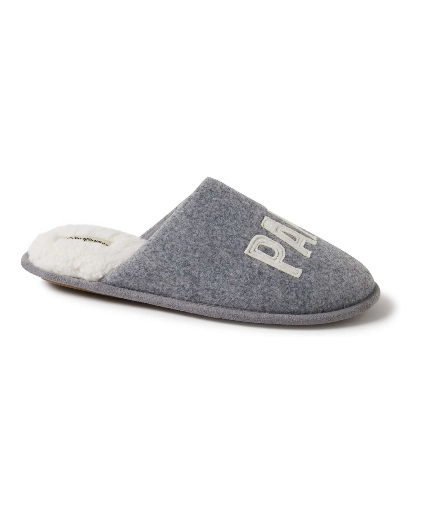 Мужские тапочки Dearfoams Carson Papa Bear Dad Scuff Slipper, цвет: Светлый меланжевый серый — фото 2