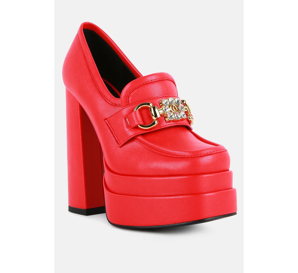 London Rag Bratz Horsebit Diamante Embellished Chunky Platform Loafers