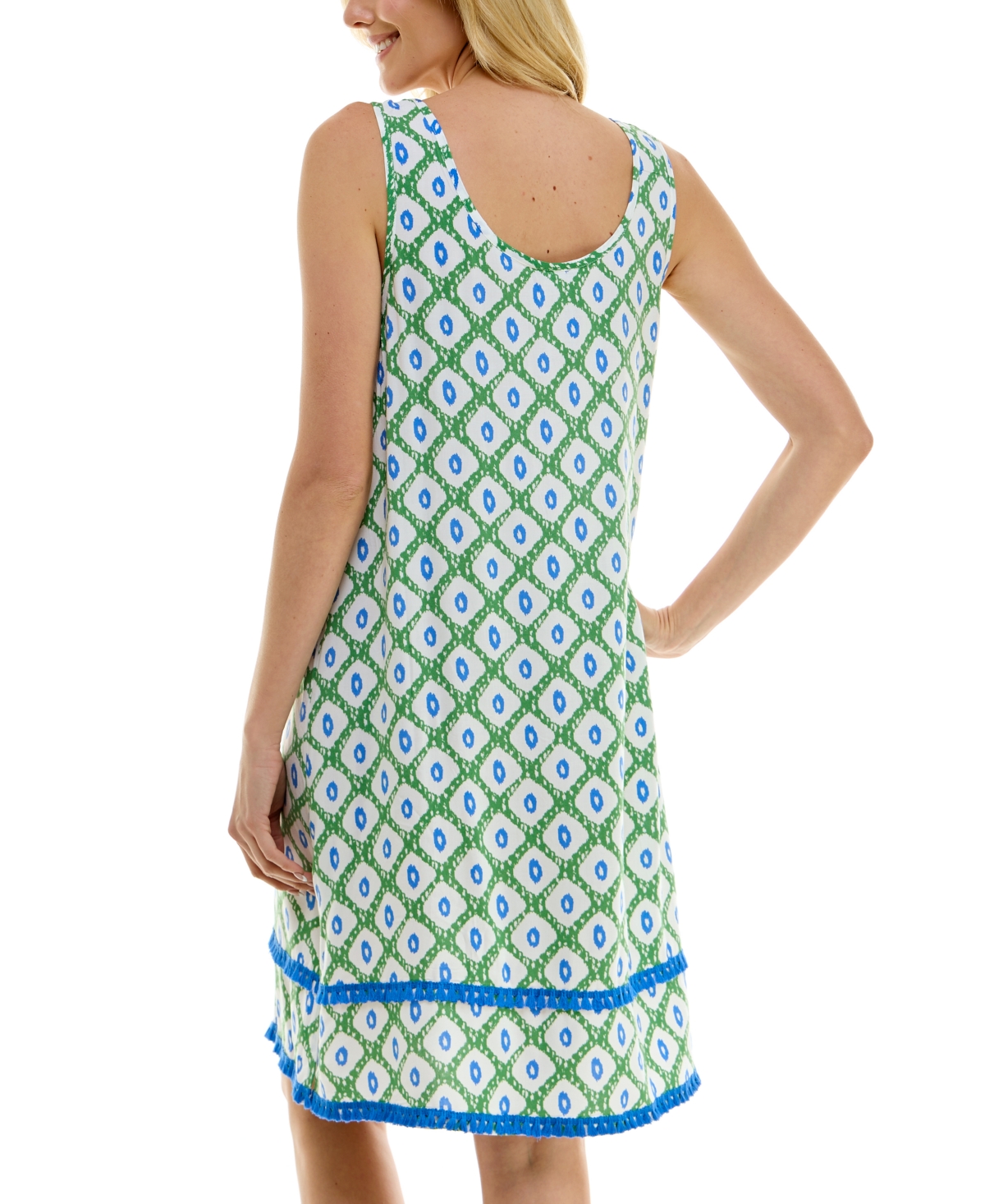 Roudelain Women's Printed Tassel-Trim Tank Nightgown
