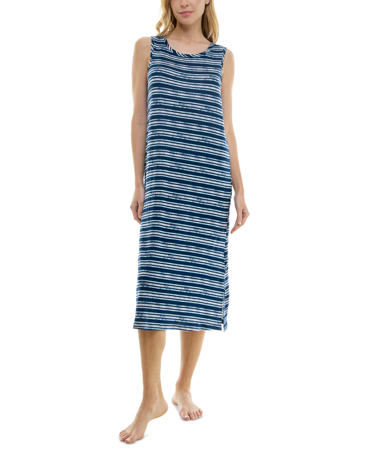 Shop Roudelain Women's Printed Sleeveless Nightgown In Quartz Stripe